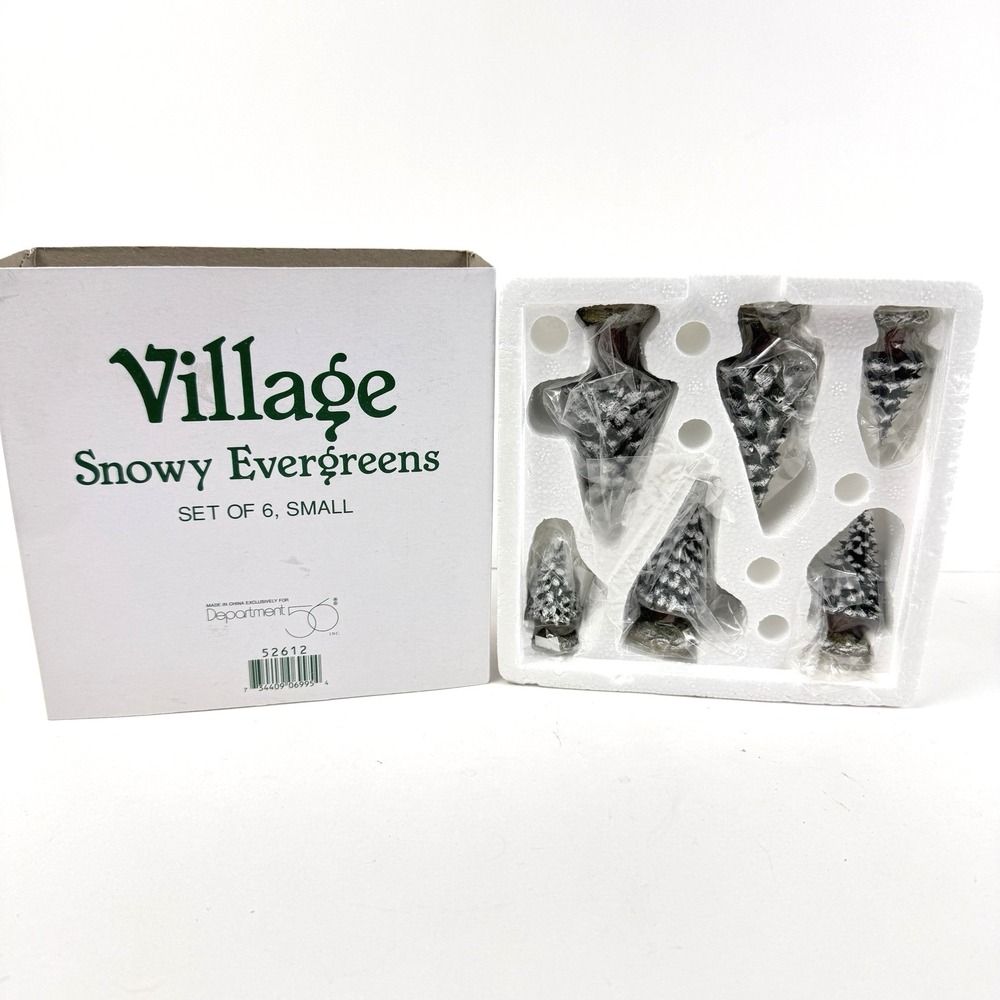 Department 56 Village Accessories Snowy Evergreen Trees Set of 6 Small 52612